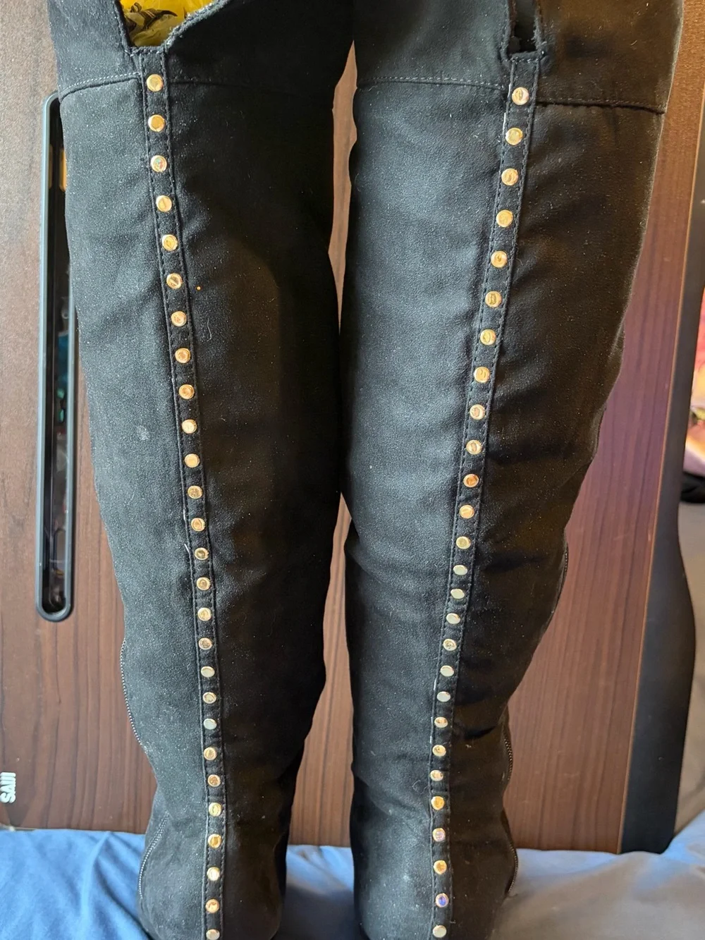 Black Studded Over-the-Knee Boots